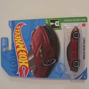 Porsche Taycan Turbo S Hot Wheels Green Speed Series 4/5 Copper Red Diecast